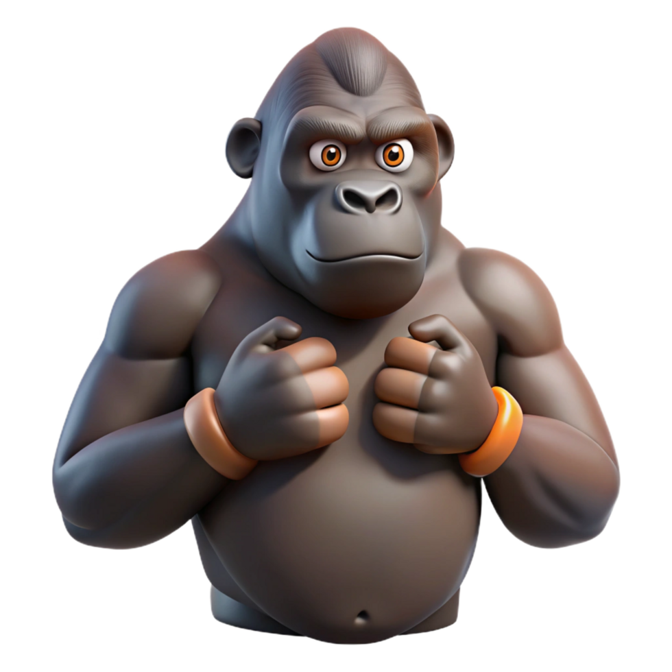 ethereal exquisite Gorilla beating its chest NO BACKGROUND with Transparent Background. perfect clarity png