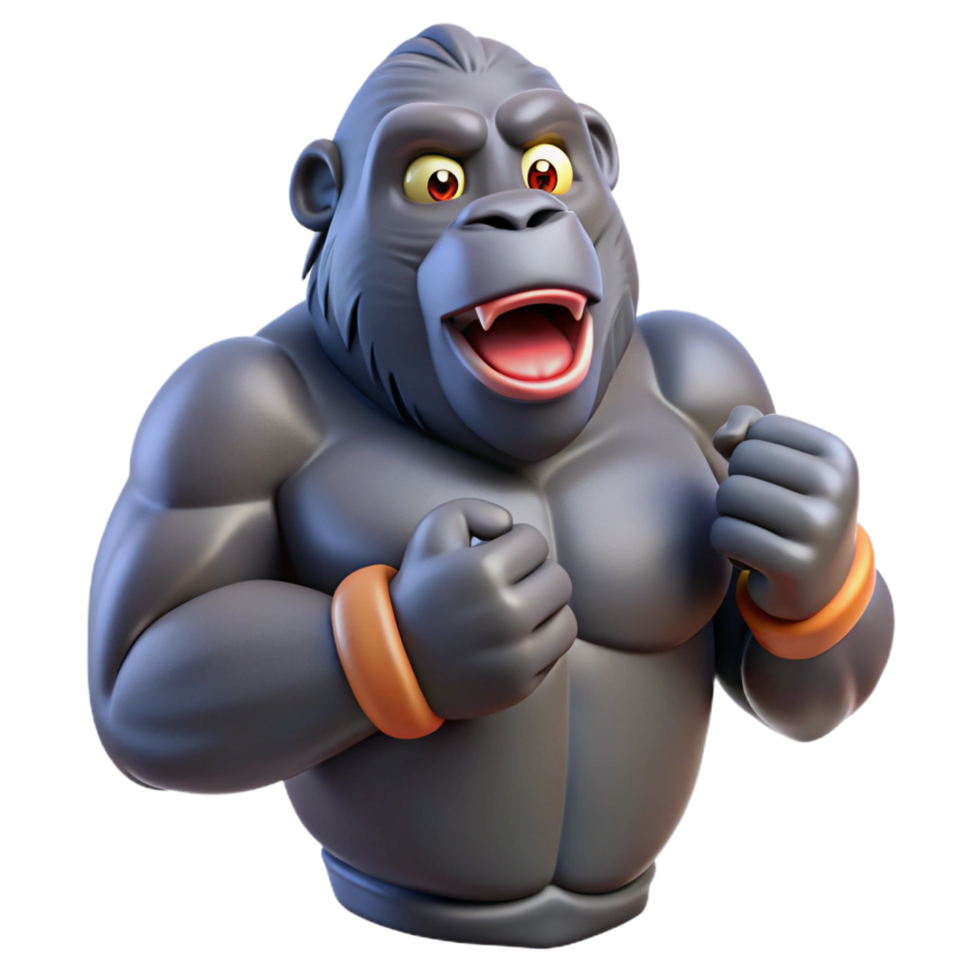 ethereal majestic Gorilla beating its chest NO BACKGROUND with Transparent Background. 8K png