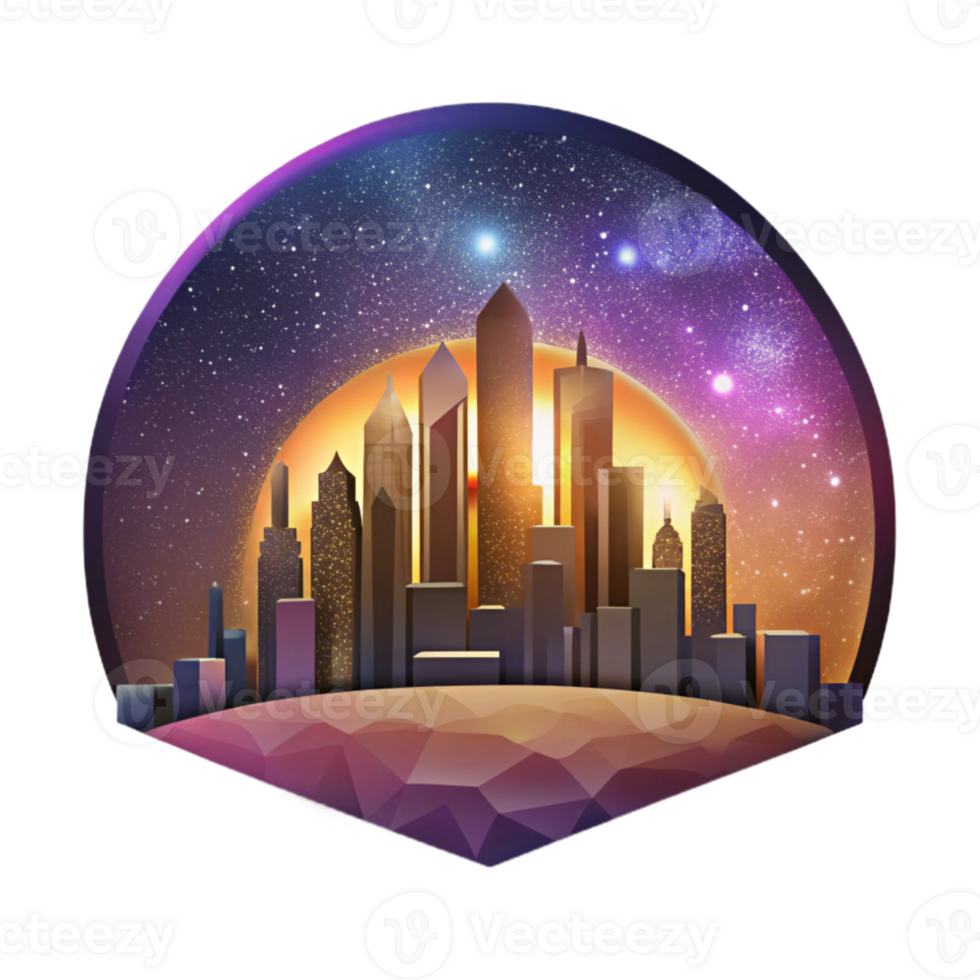 wonderful rustic City Skyline Silhouette Sunset Hues Cutout exclusive png