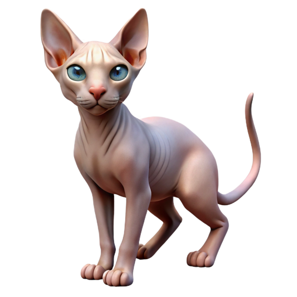 extraordinary classic Sphynx cat NO BACKGROUND with Transparent Background. studio quality png