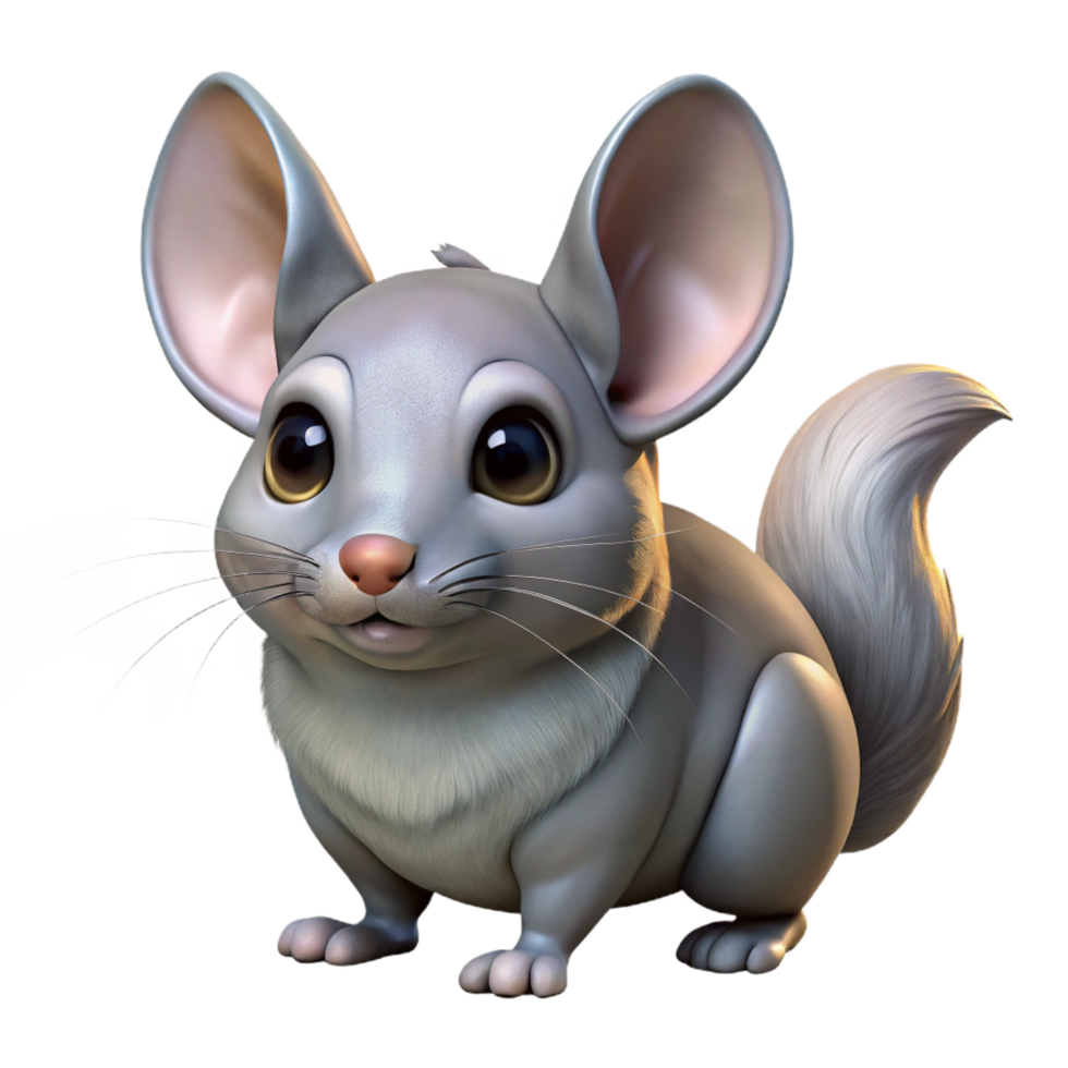 extraordinary playful vintage Chinchilla NO BACKGROUND with Transparent Background. high resolution png