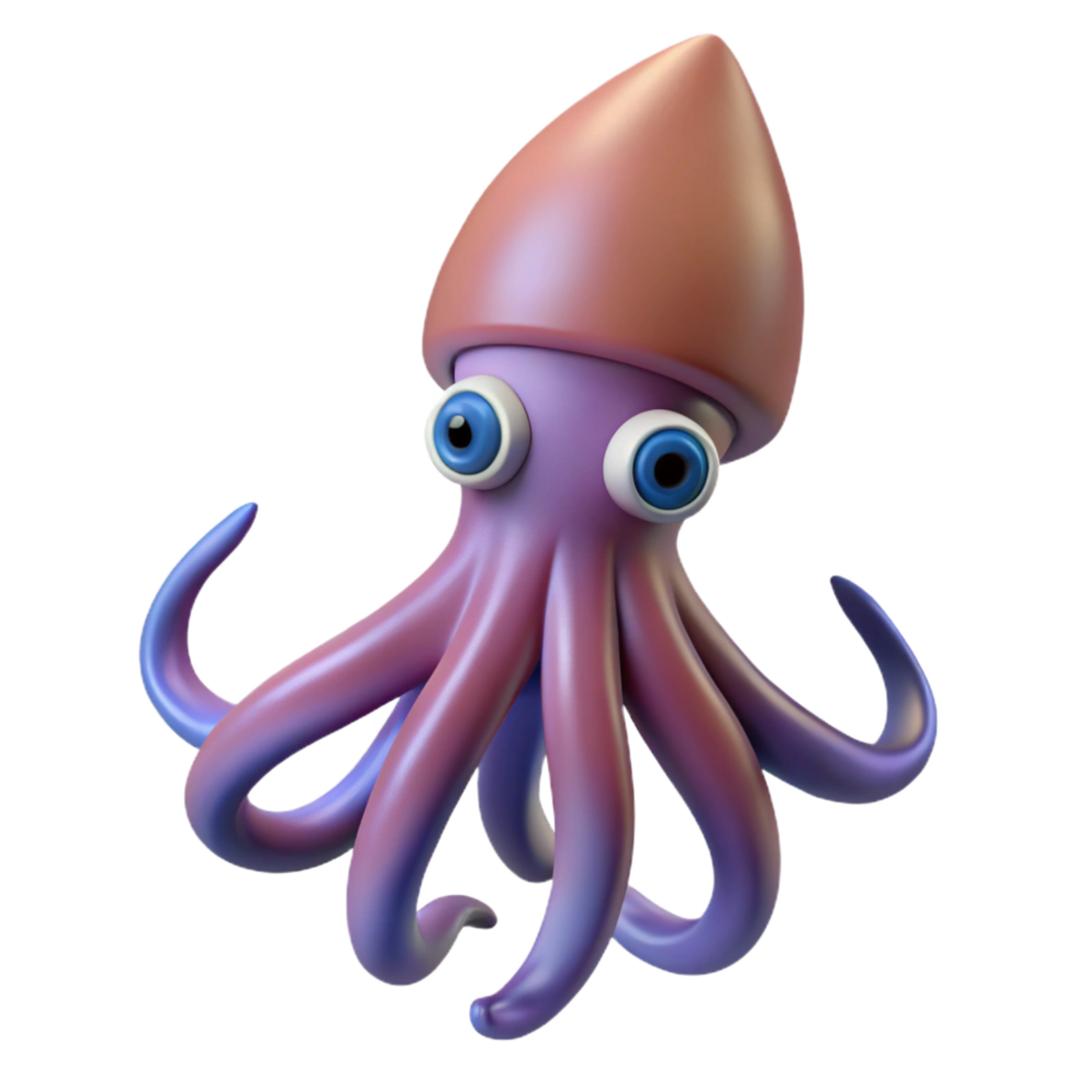 exemplary mid-century Squid NO BACKGROUND with Transparent Background. masterfully captured png