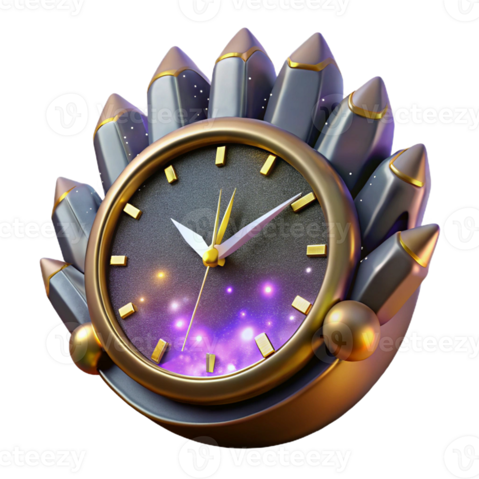 vibrant creative Clock Face with Glow in the Dark Hands Isolated original png