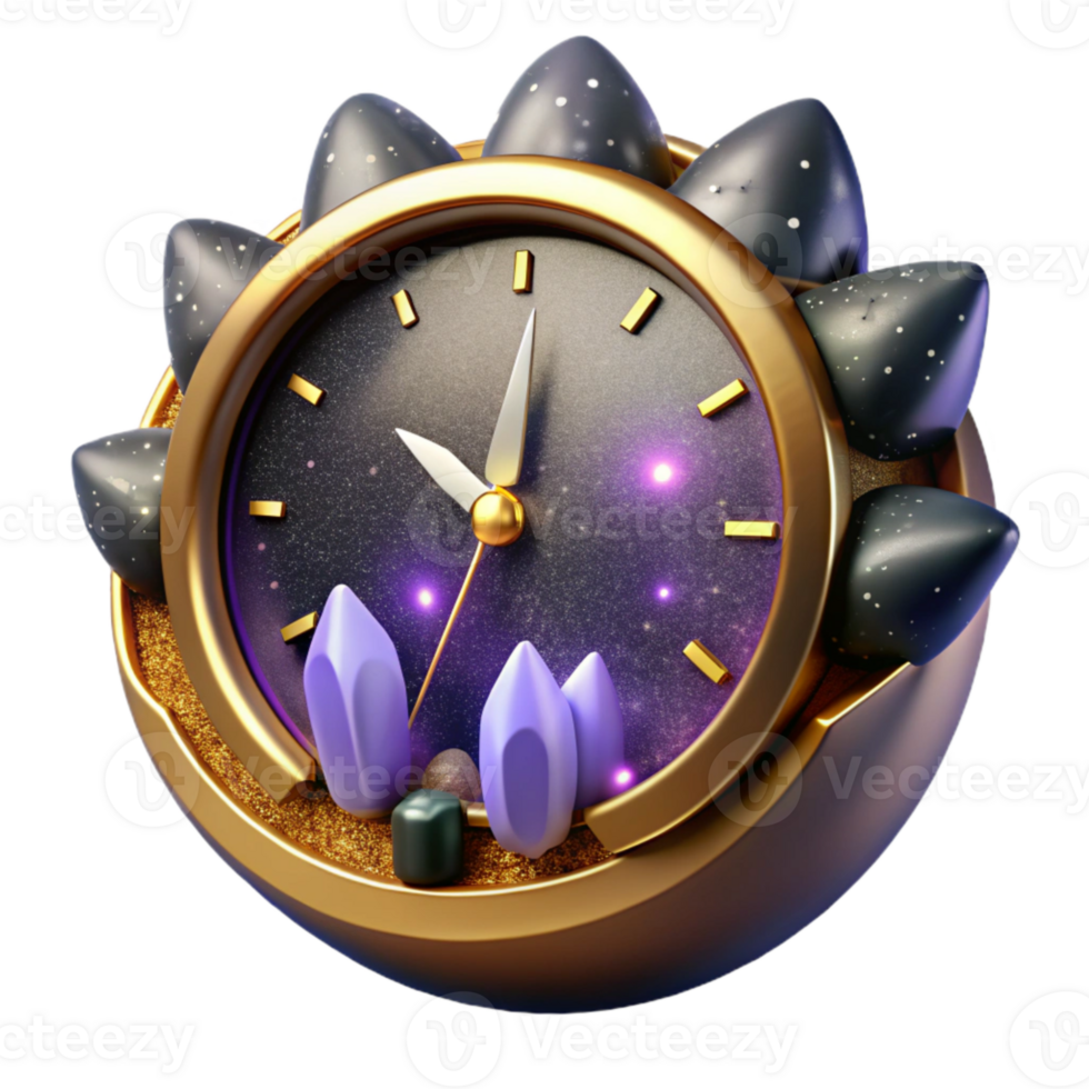 beautiful vintage Clock Face with Glow in the Dark Hands Isolated detailed png