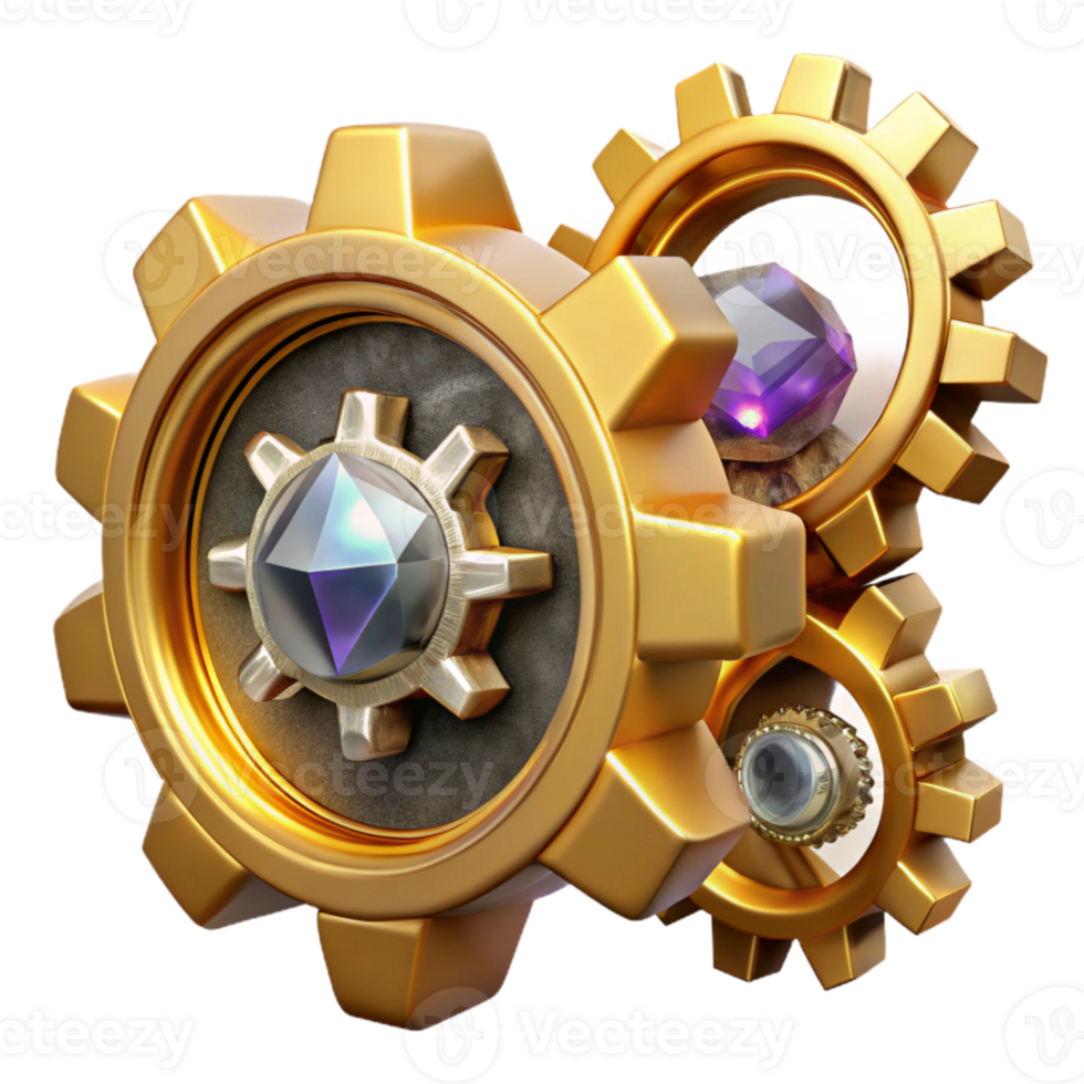 serene vintage Clock Gears and Cogs Close Up Isolated Element detailed png