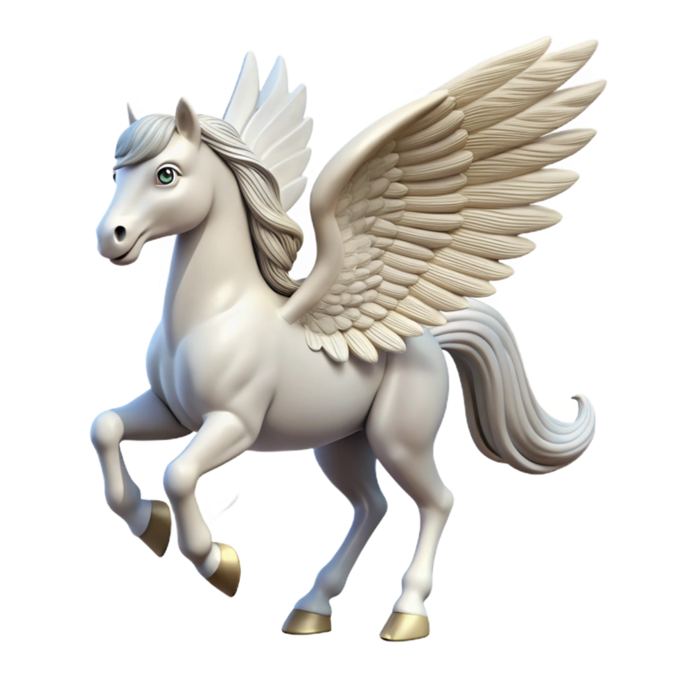 gorgeous passionate industrial Pegasus, winged horse, white, NO BACKGROUND with Transparent Background. original png