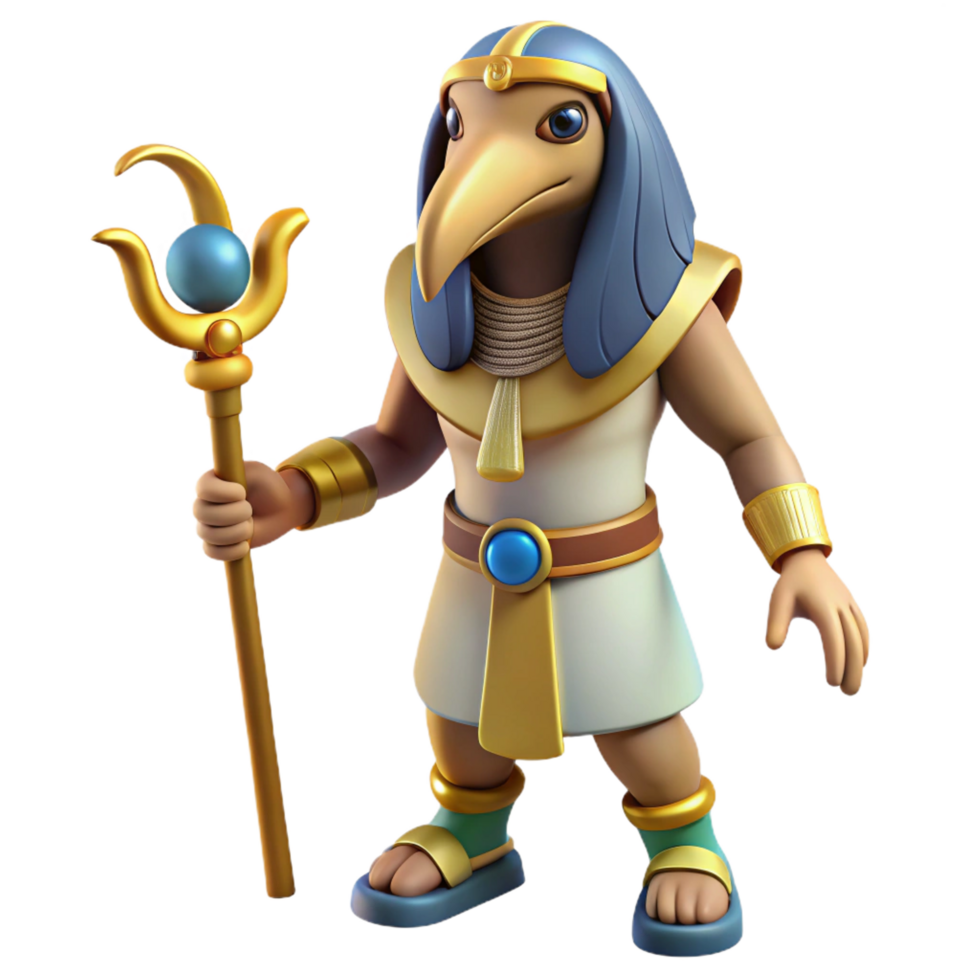 enchanting passionate creative Thoth, Egyptian god of writing, ibis-headed, NO BACKGROUND with Transparent Background. artisan png