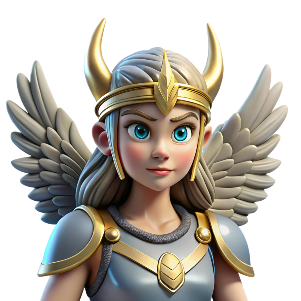 extraordinary notable Valkyrie, Norse warrior maiden, winged, NO BACKGROUND with Transparent Background. png