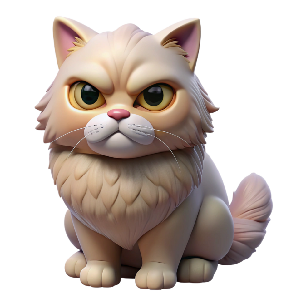exquisite elegant A grumpy Persian cat with a fluffy face. NO BACKGROUND with Transparent Background. professional png