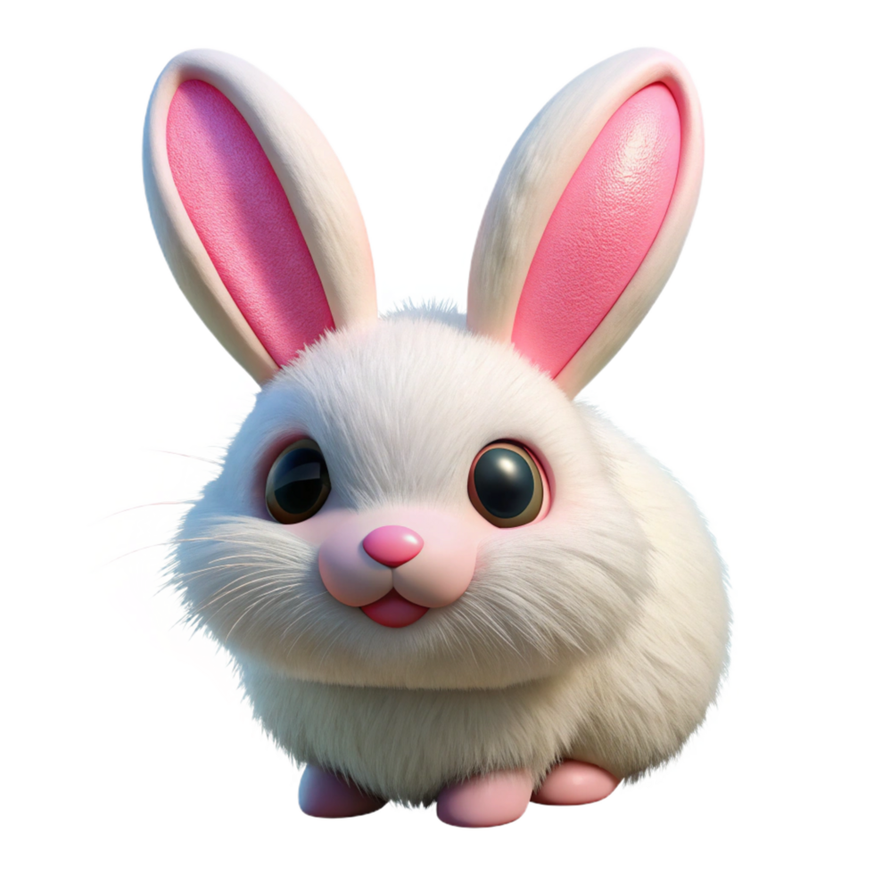 elegant unforgettable A fluffy white rabbit with pink ears. NO BACKGROUND with Transparent Background. png