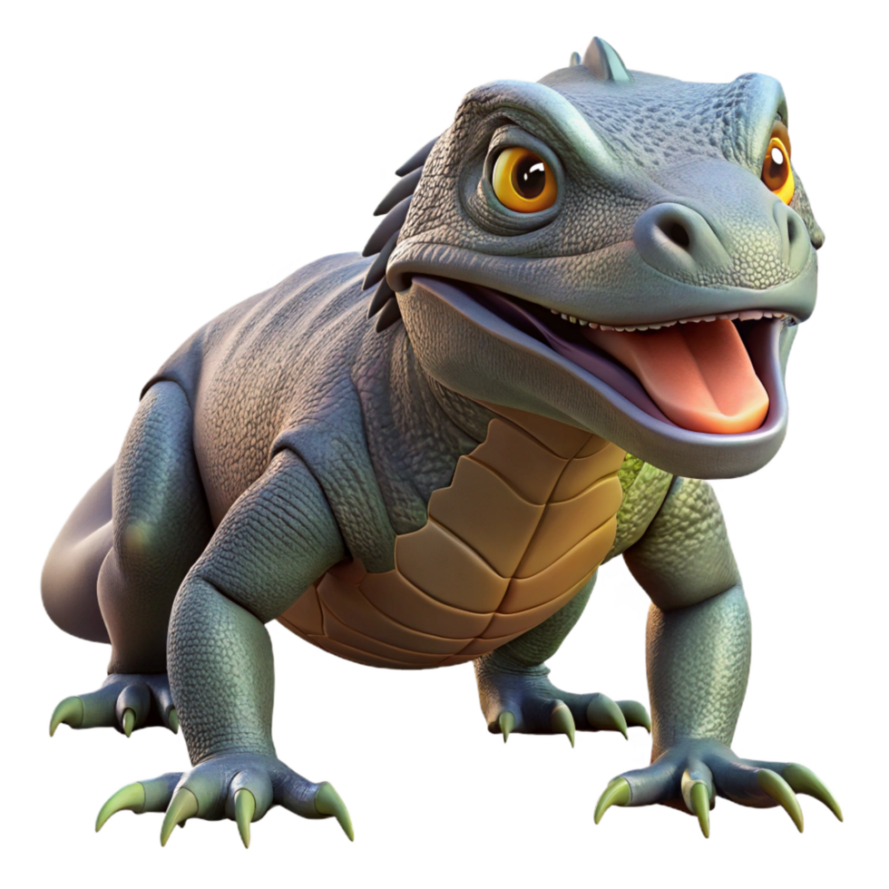 exquisite reflective artistic A fierce Komodo dragon. NO BACKGROUND with Transparent Background. flawless png