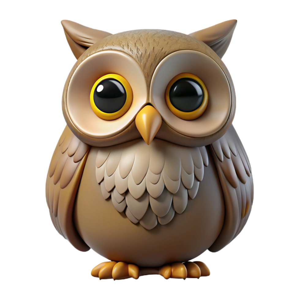 gorgeous reflective creative A wise old owl with large eyes. NO BACKGROUND with Transparent Background. luxury png