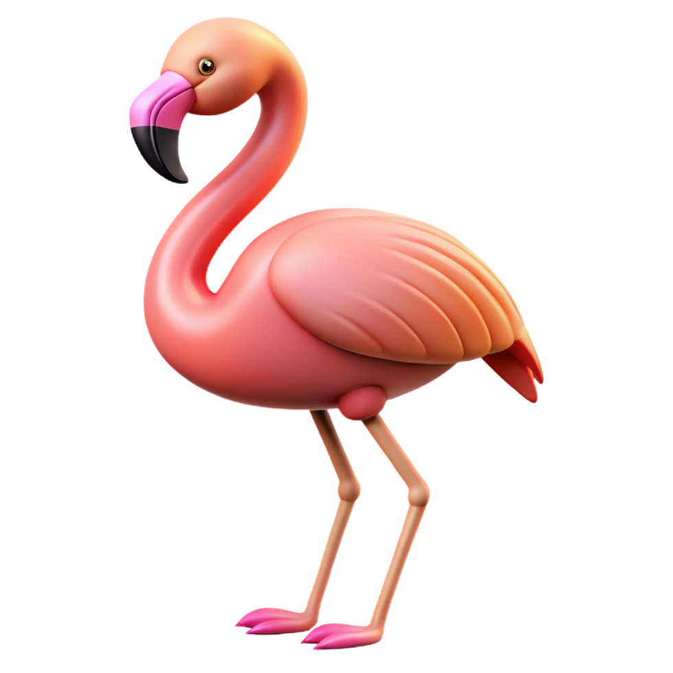 glorious coastal A graceful flamingo standing on one leg. NO BACKGROUND with Transparent Background. professional png