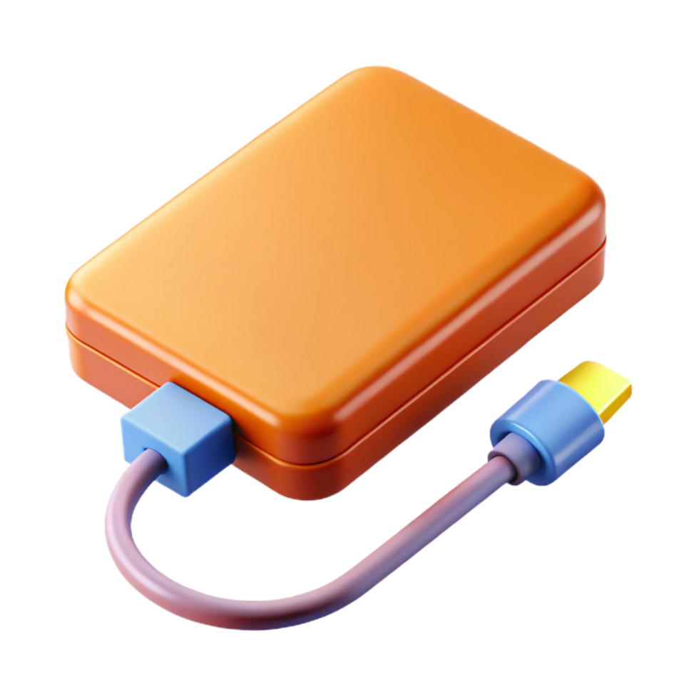 gorgeous whimsical impressionist External hard drive with cable NO BACKGROUND with Transparent Background. top-tier png