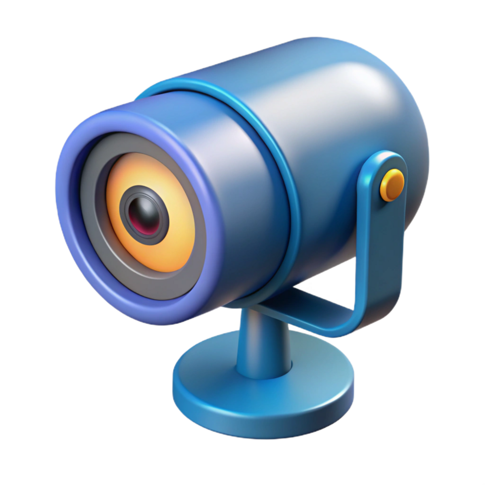 enchanting melancholic geometric Security camera with rotating lens NO BACKGROUND with Transparent Background. studio quality png