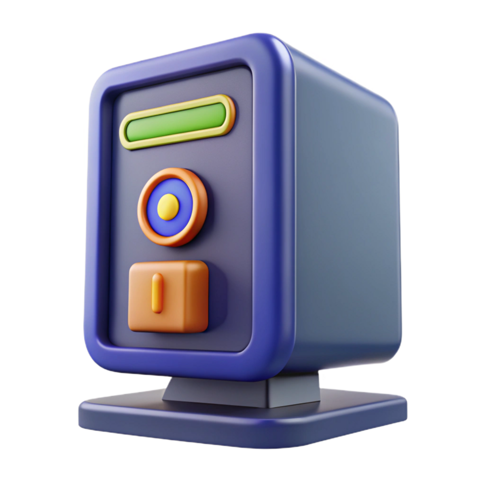 hypnotic tranquil surreal Desktop computer tower with power button NO BACKGROUND with Transparent Background. ultra HD png