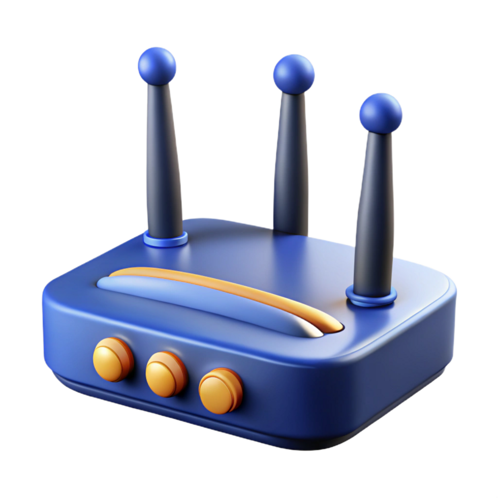 exquisite intense abstract Wireless router with antennas NO BACKGROUND with Transparent Background. expertly shot png