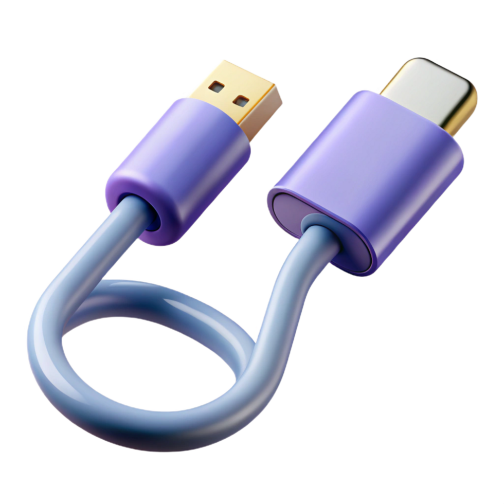 impressive quintessential USB-C cable with connector NO BACKGROUND with Transparent Background. png
