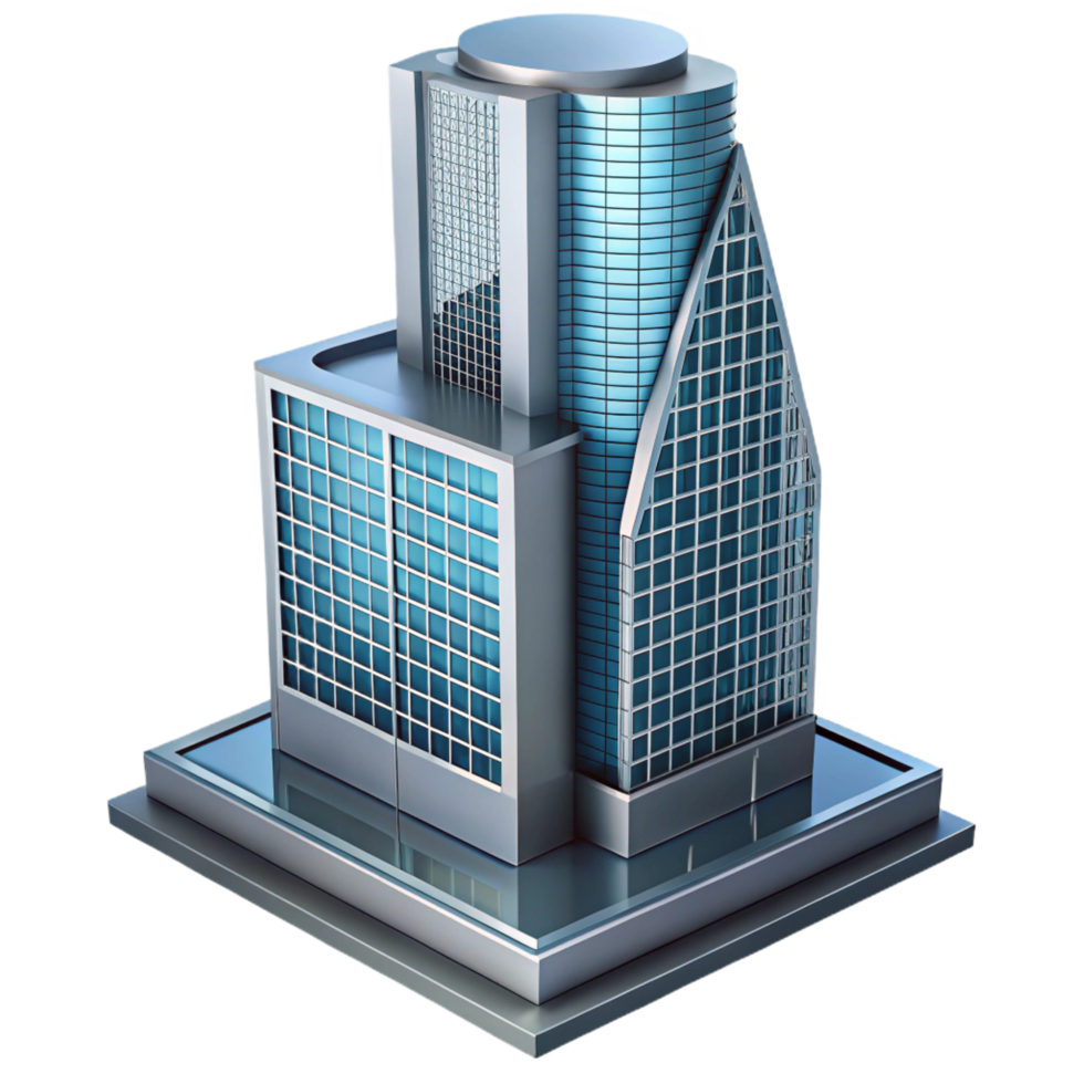 glorious abstract Modern skyscraper, glass and steel, NO BACKGROUND with Transparent Background. precision png