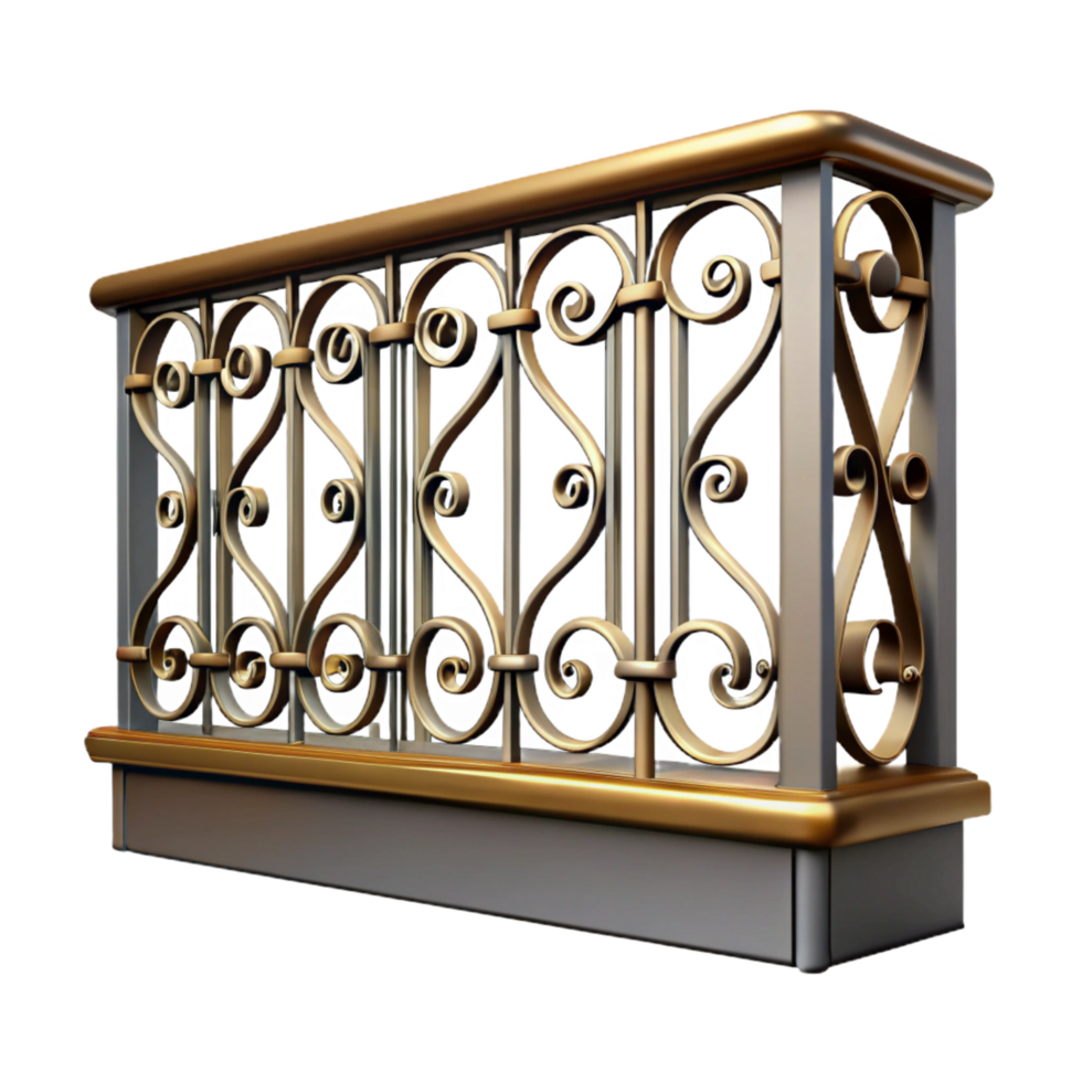 energetic magnificent Balcony railing, iron, decorative, NO BACKGROUND with Transparent Background. refined png