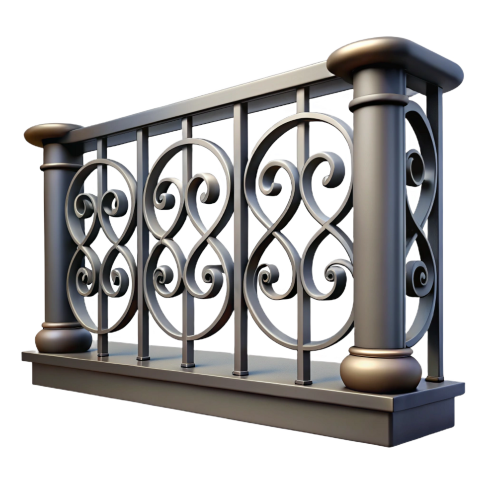 ethereal sumptuous Balcony railing, iron, decorative, NO BACKGROUND with Transparent Background. luxury png