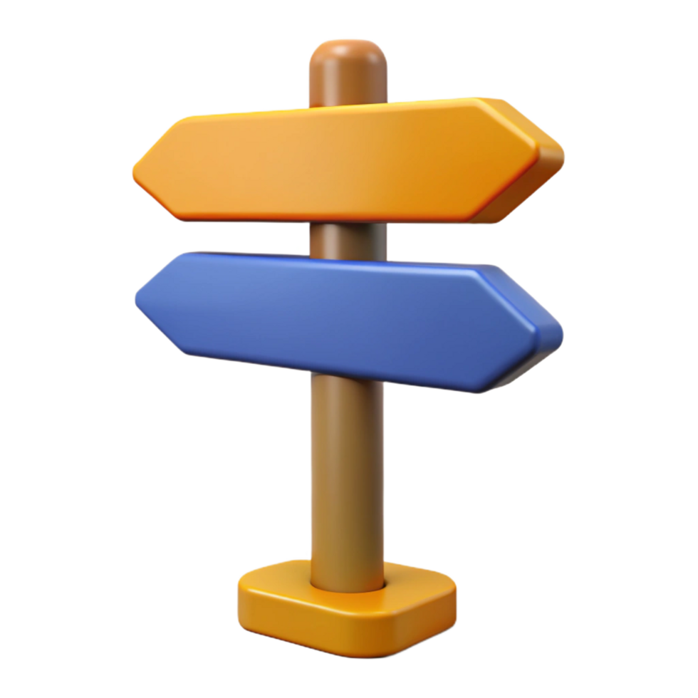 iconic avant-garde Street sign, directional arrow, NO BACKGROUND with Transparent Background. precision png