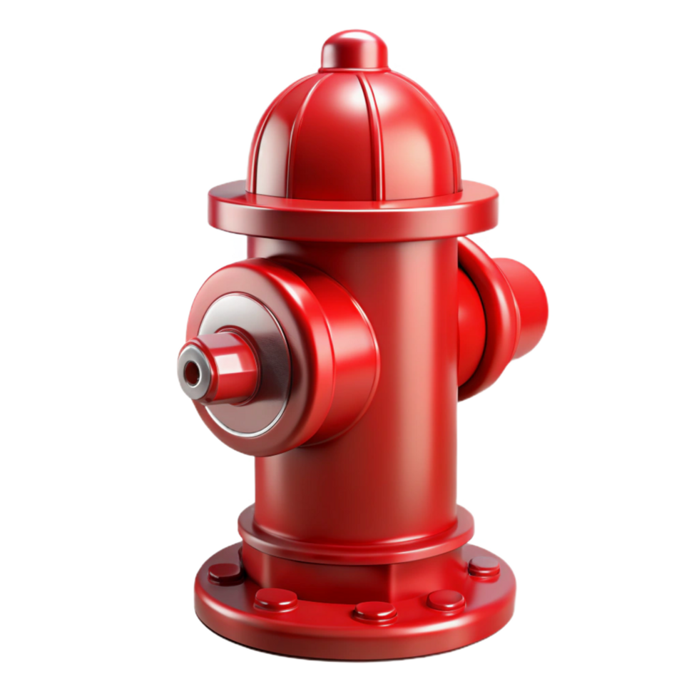 immaculate energetic minimalist Fire hydrant, red, metal, NO BACKGROUND with Transparent Background. museum quality png