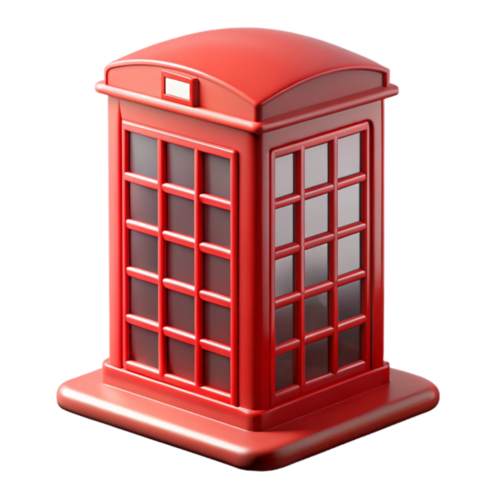 harmonious serene Telephone booth, red, British style, NO BACKGROUND with Transparent Background. impeccable png