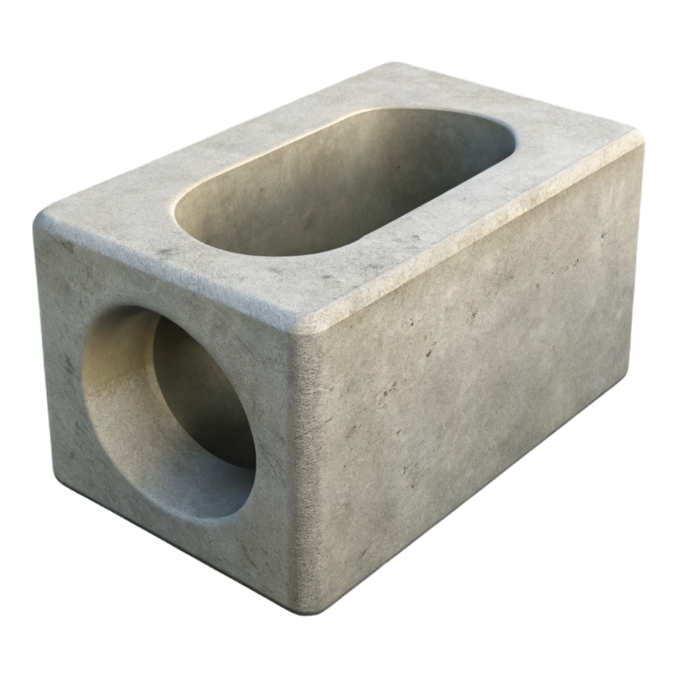 hypnotic melancholic baroque Concrete block, hollow core, NO BACKGROUND with Transparent Background. 8K png