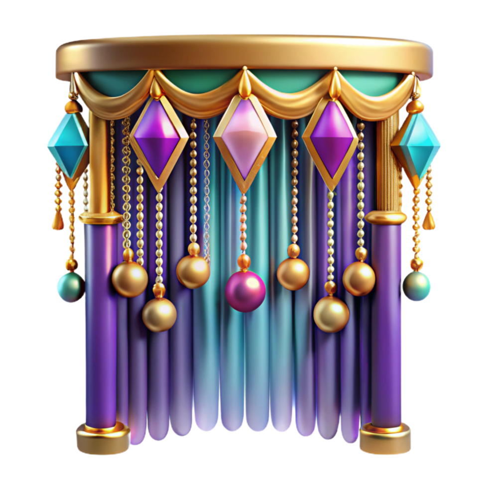 impressive creative Colorful Beaded Curtain Front View Isolated on Transparent Background authentic png