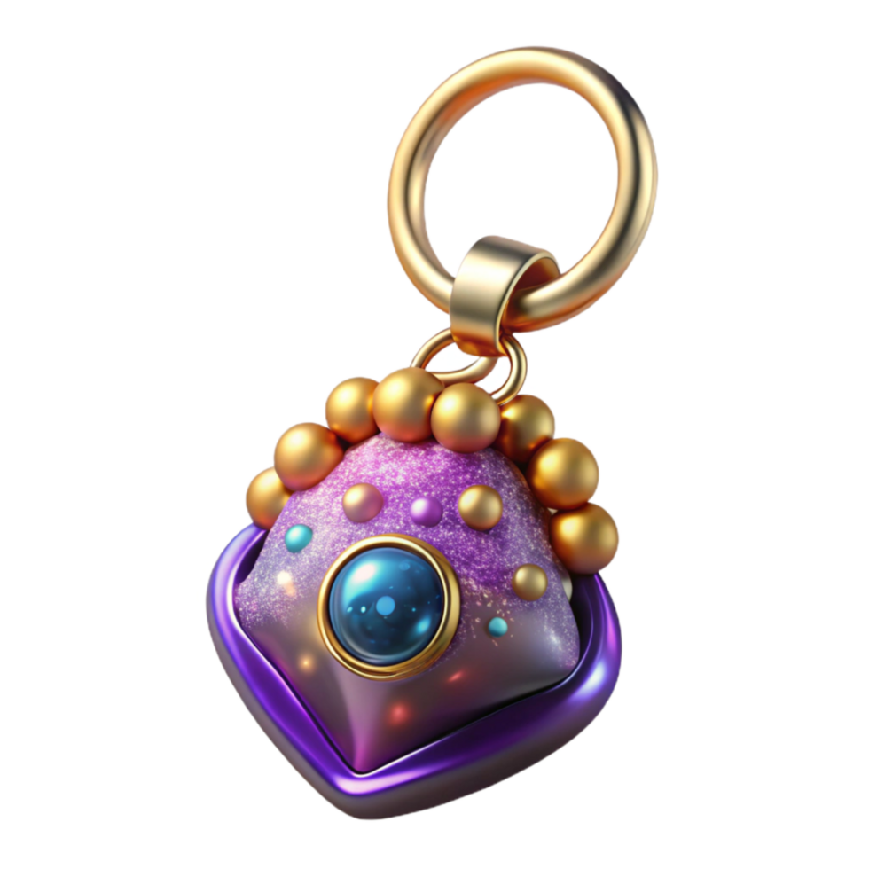 elegant abstract Colorful Beaded Keychain Front View Isolated on Transparent Background high resolution png