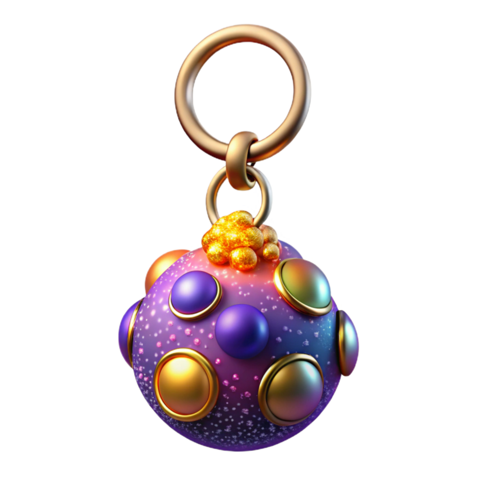 dramatic creative Colorful Beaded Keychain Front View Isolated on Transparent Background premium png