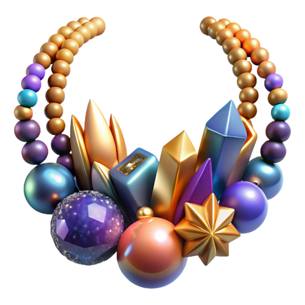 stunning contemporary Colorful Beaded Necklace Transparent Background Cutout high quality png