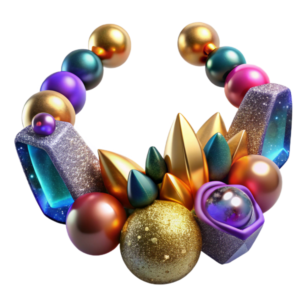dramatic artistic Colorful Beaded Necklace Transparent Background Cutout high quality png