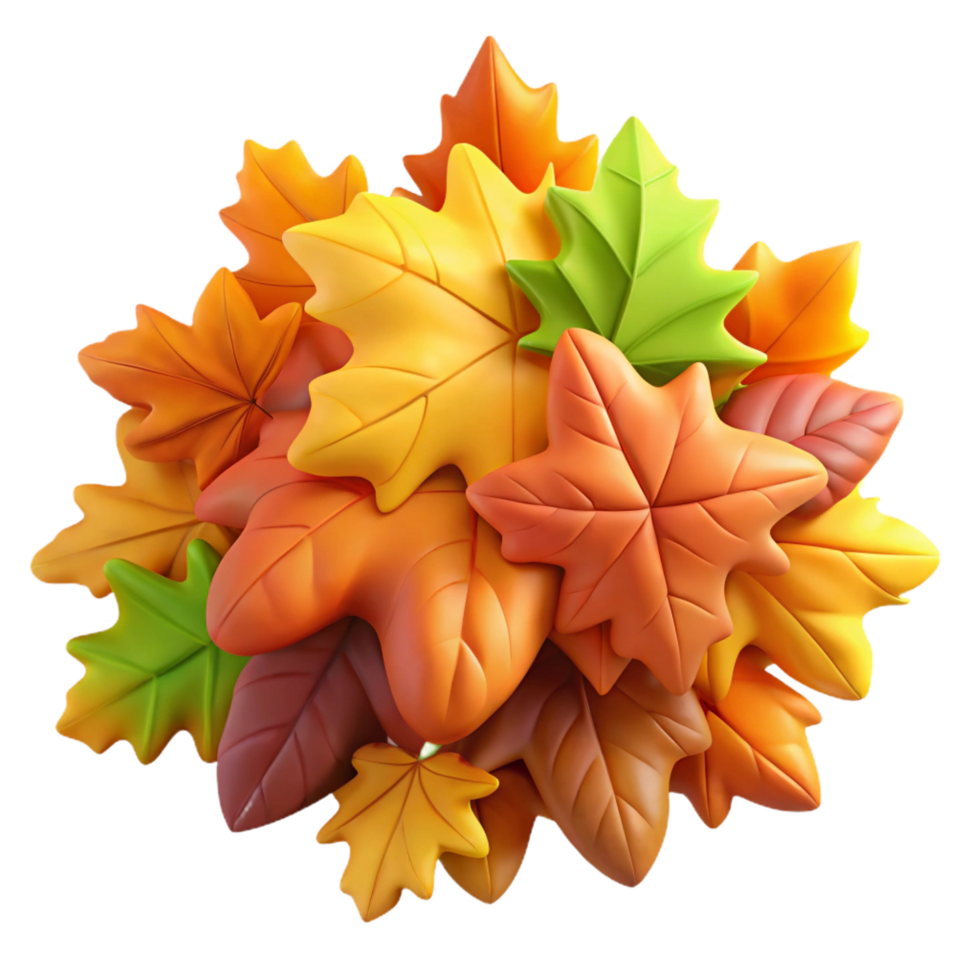 immaculate standout Pile of colorful autumn leaves NO BACKGROUND with Transparent Background. png