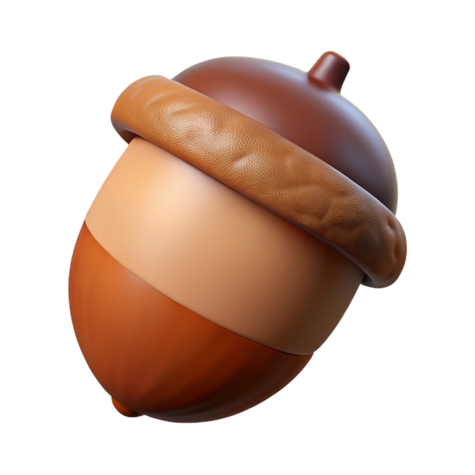 enchanting intense tropical Brown acorn with cap NO BACKGROUND with Transparent Background. high resolution png