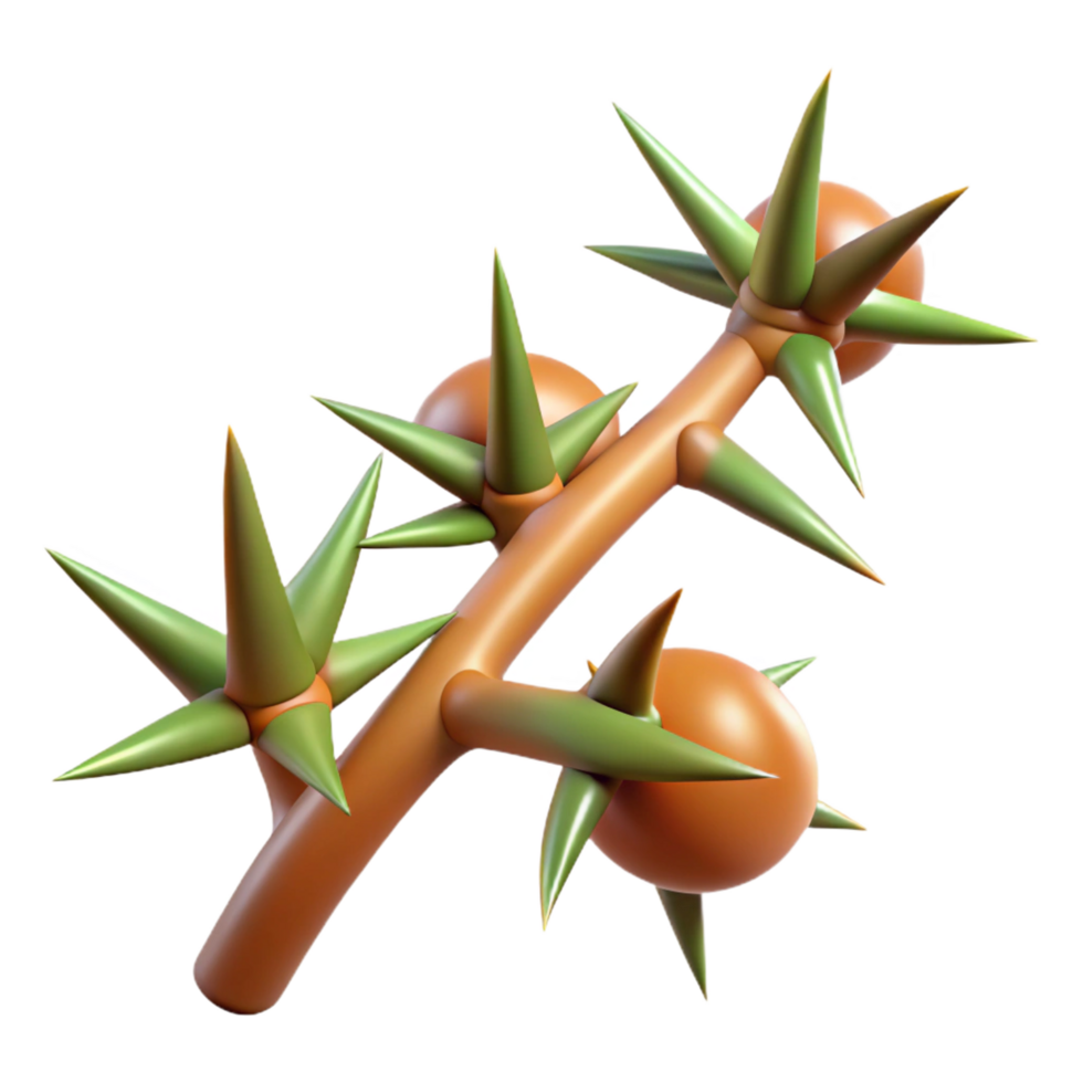 ethereal extraordinary Thorns on a stem NO BACKGROUND with Transparent Background. crisp png