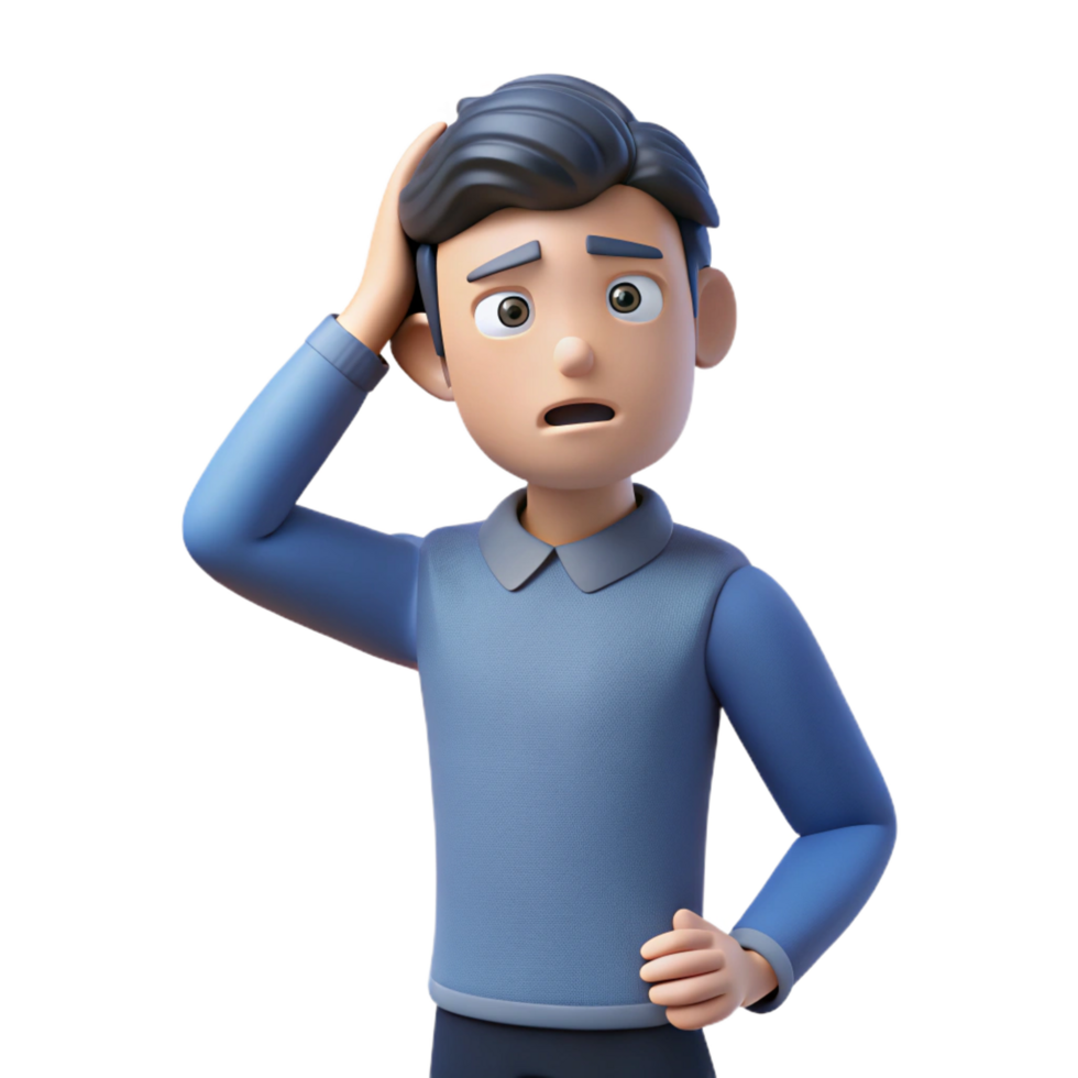 hypnotic contemporary Confused man scratching his head, NO BACKGROUND with Transparent Background. crisp png