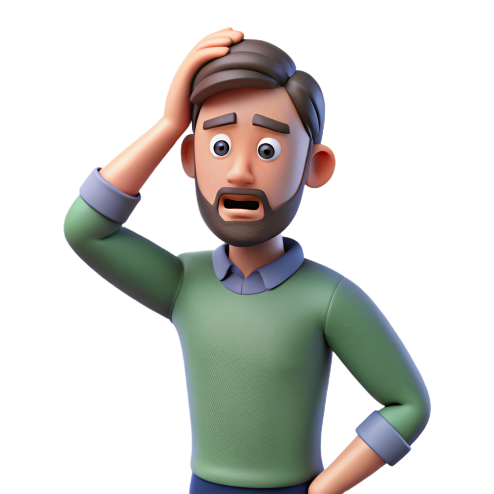 enchanting classic Confused man scratching his head, NO BACKGROUND with Transparent Background. expertly shot png