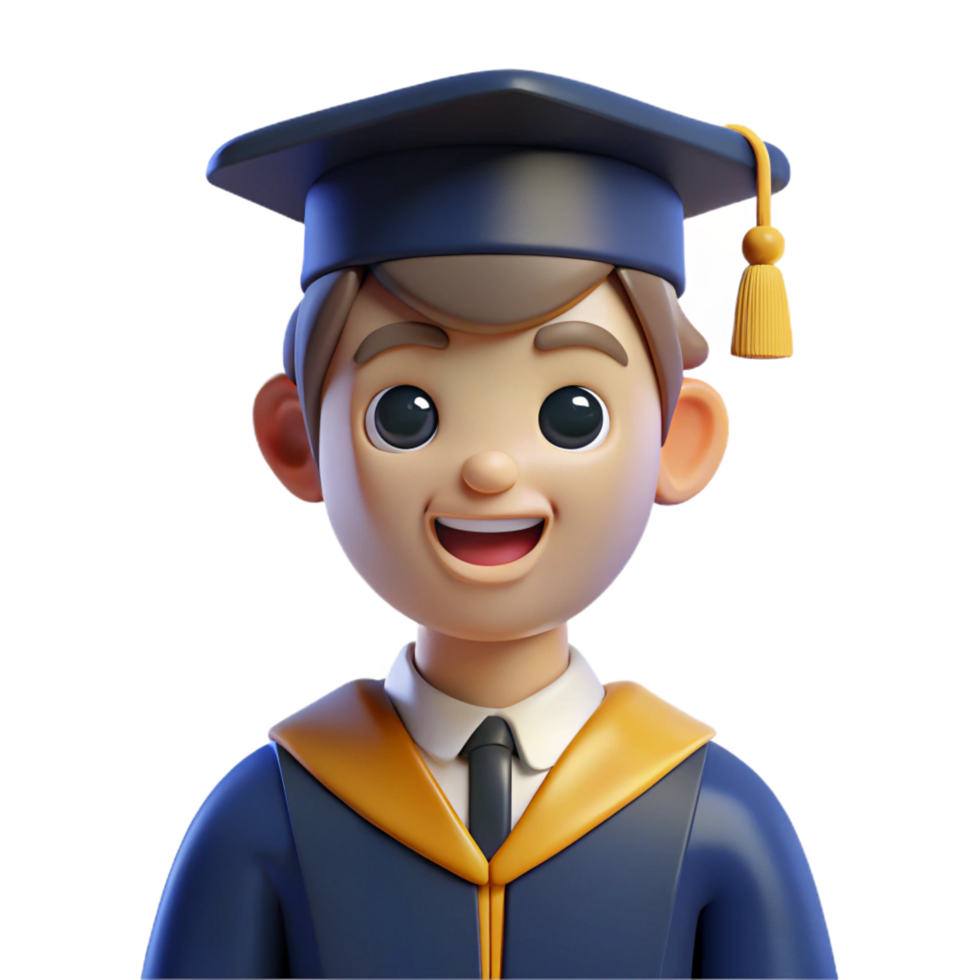 extraordinary notable Graduate student in cap and gown, NO BACKGROUND with Transparent Background. png