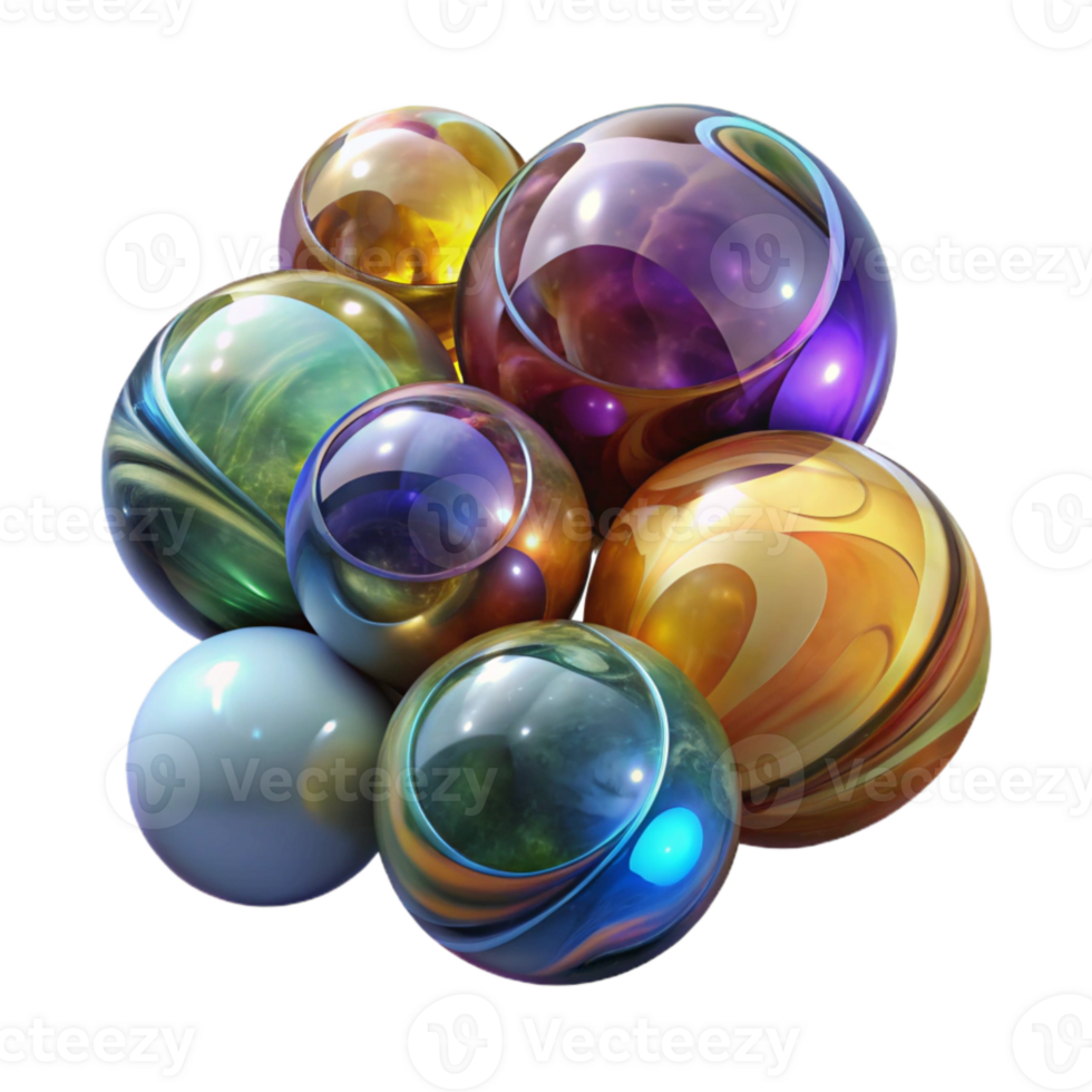 extraordinary classic Colorful Glass Marbles Isolated on Transparent Background professional png