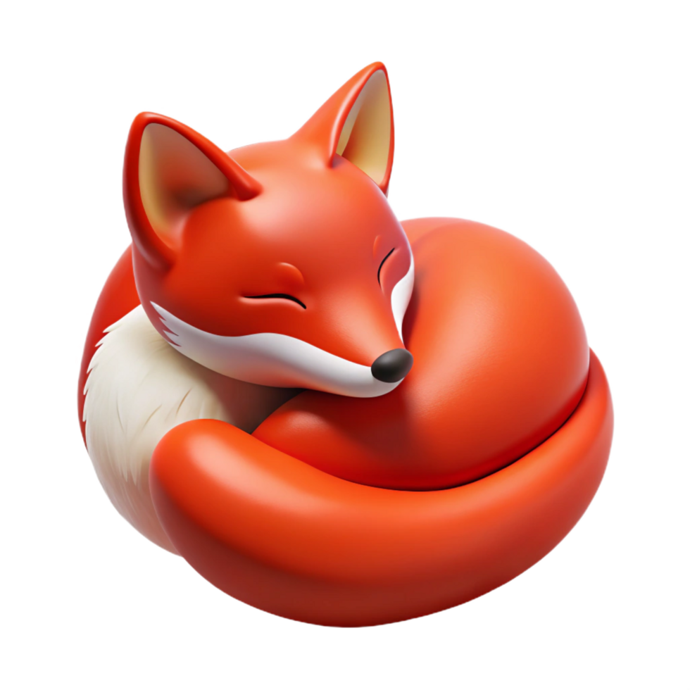 exquisite sought-after A resting red fox, curled up. NO BACKGROUND with Transparent Background. png
