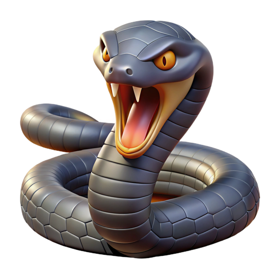 dramatic magnificent A hissing cobra, hood expanded. NO BACKGROUND with Transparent Background. top-tier png