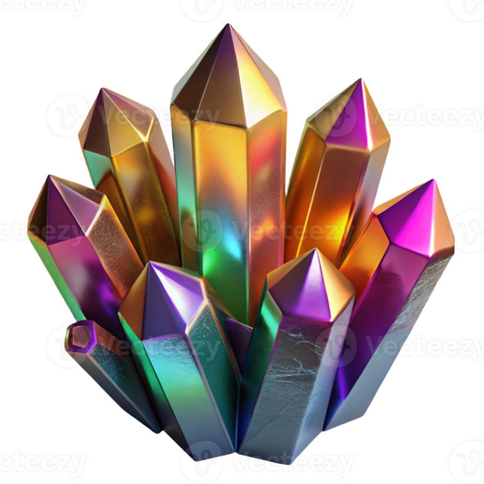 beautiful classic Colorful Mineral Crystals Close Up Isolated on Transparent Background authentic png
