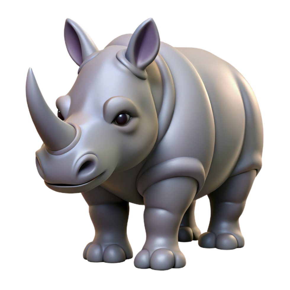 exquisite celebrated A rhinoceros, head lowered. NO BACKGROUND with Transparent Background. png