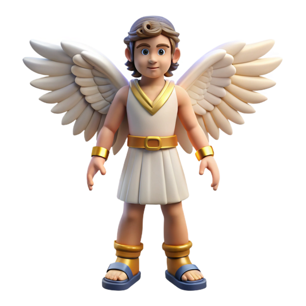 immaculate timeless Hermes, messenger god, wearing winged sandals. NO BACKGROUND with Transparent Background. png