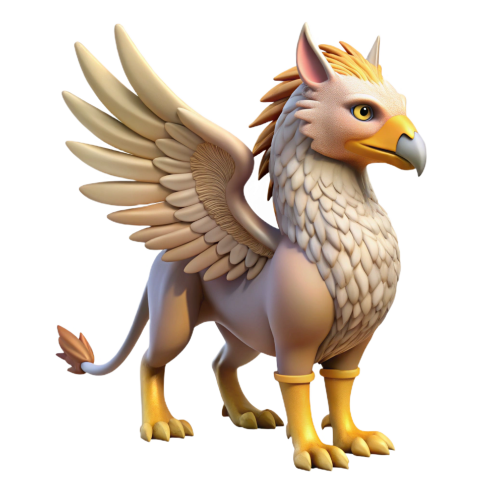 glorious whimsical nordic A majestic griffin. NO BACKGROUND with Transparent Background. precision png
