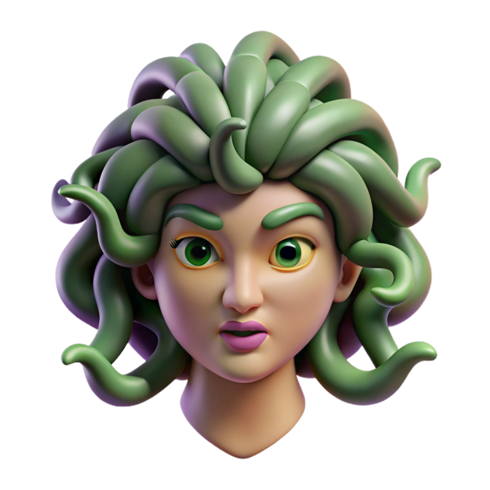glorious urban Medusa's head with snakes for hair. NO BACKGROUND with Transparent Background. elite png