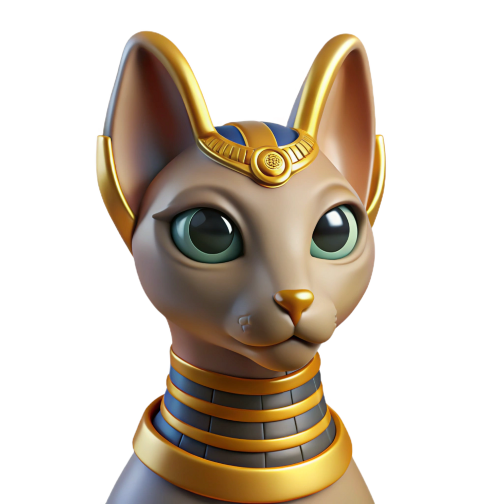 harmonious dramatic An Egyptian Bastet, cat-headed goddess. NO BACKGROUND with Transparent Background. exclusive png