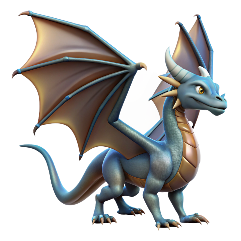 harmonious pristine A dragon with scales and wings outstretched. NO BACKGROUND with Transparent Background. professional png